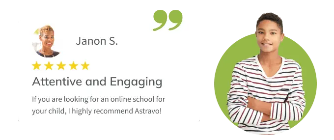 Testimonial from parent Janon S.: “I love being a big part of my children's education and being able to see their progress first hand!”